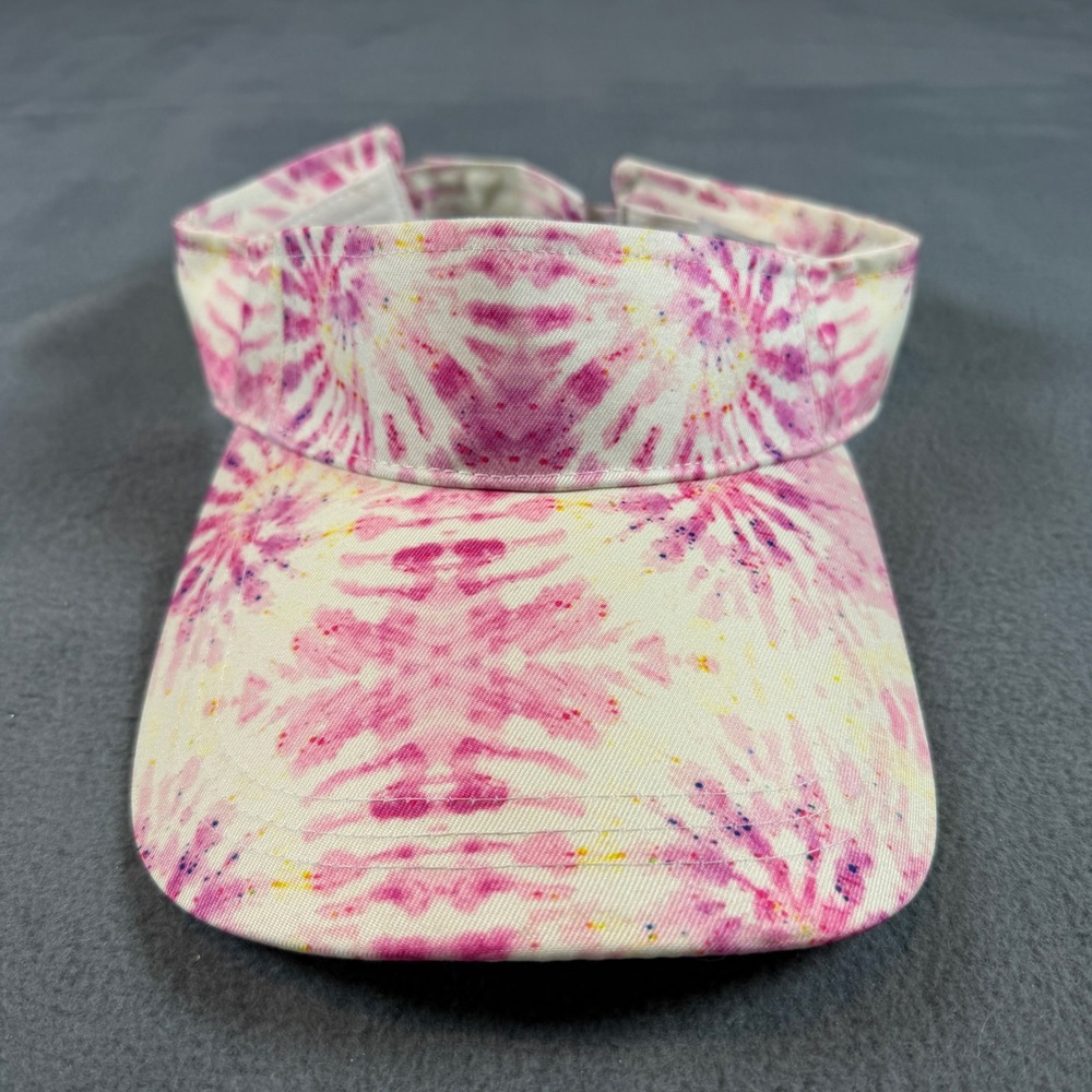 Pink Tie Dye Visor Adjustable Sun Hat Recycled Polyester One Size TT211307